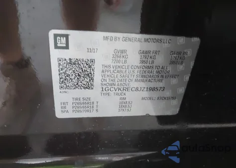 2018 Chevrolet Silverado 1500 2Lt from USA, damaged, VIN 1GCVKREC8JZ198573